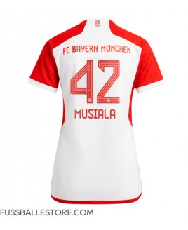 Günstige Bayern Munich Jamal Musiala #42 Heimtrikot Damen 2023-24 Kurzarm